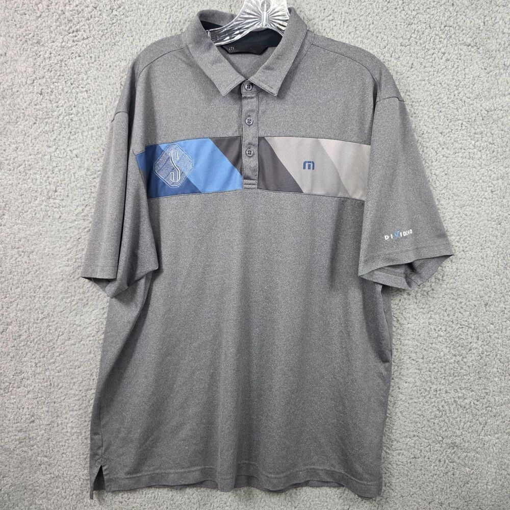 Travis Mathew Men's Gray Golf Polo Shirt Size XL LOGOS